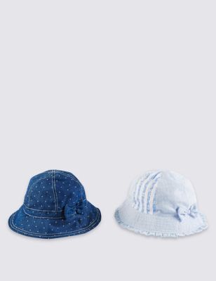 Kids&#39; 2 Pack Chambray Spotted Safe in the Sun Hats